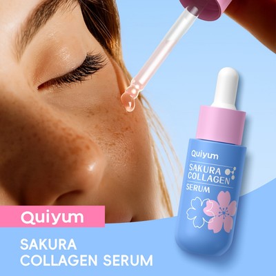 QUIYUM Sakura Collagen Serum 30ml - Dành cho da thủy tinh | Serum làm sáng da Peptide & Vitamin C | Dưỡng ẩm & dưỡng ẩm bằng axit Hyaluronic