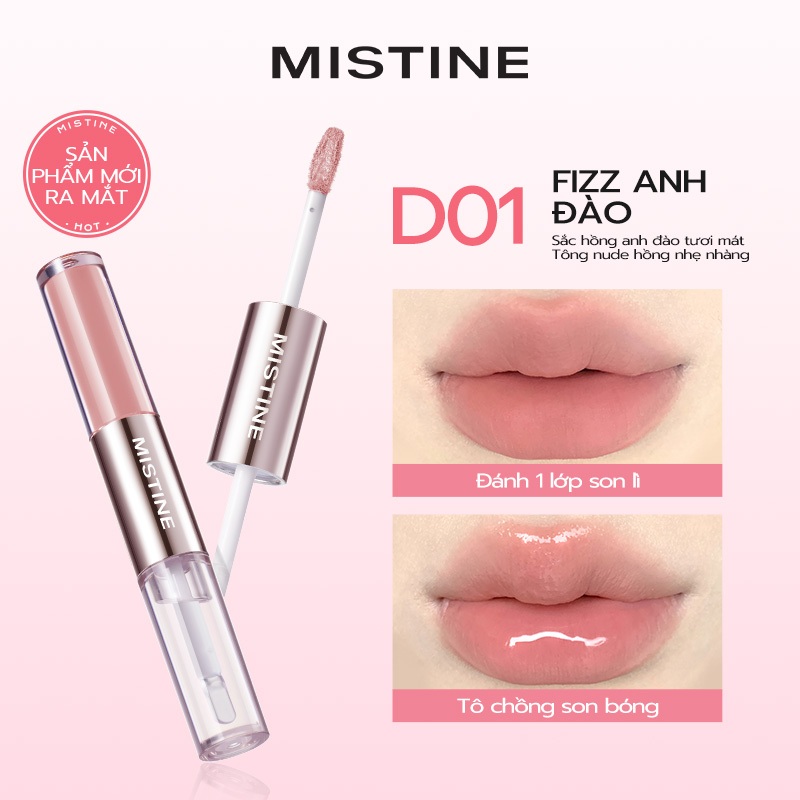 Son môi hai đầu giữ màu lâu MISTINE Sáng da tự nhiên Không dễ dính cốc 3g*1