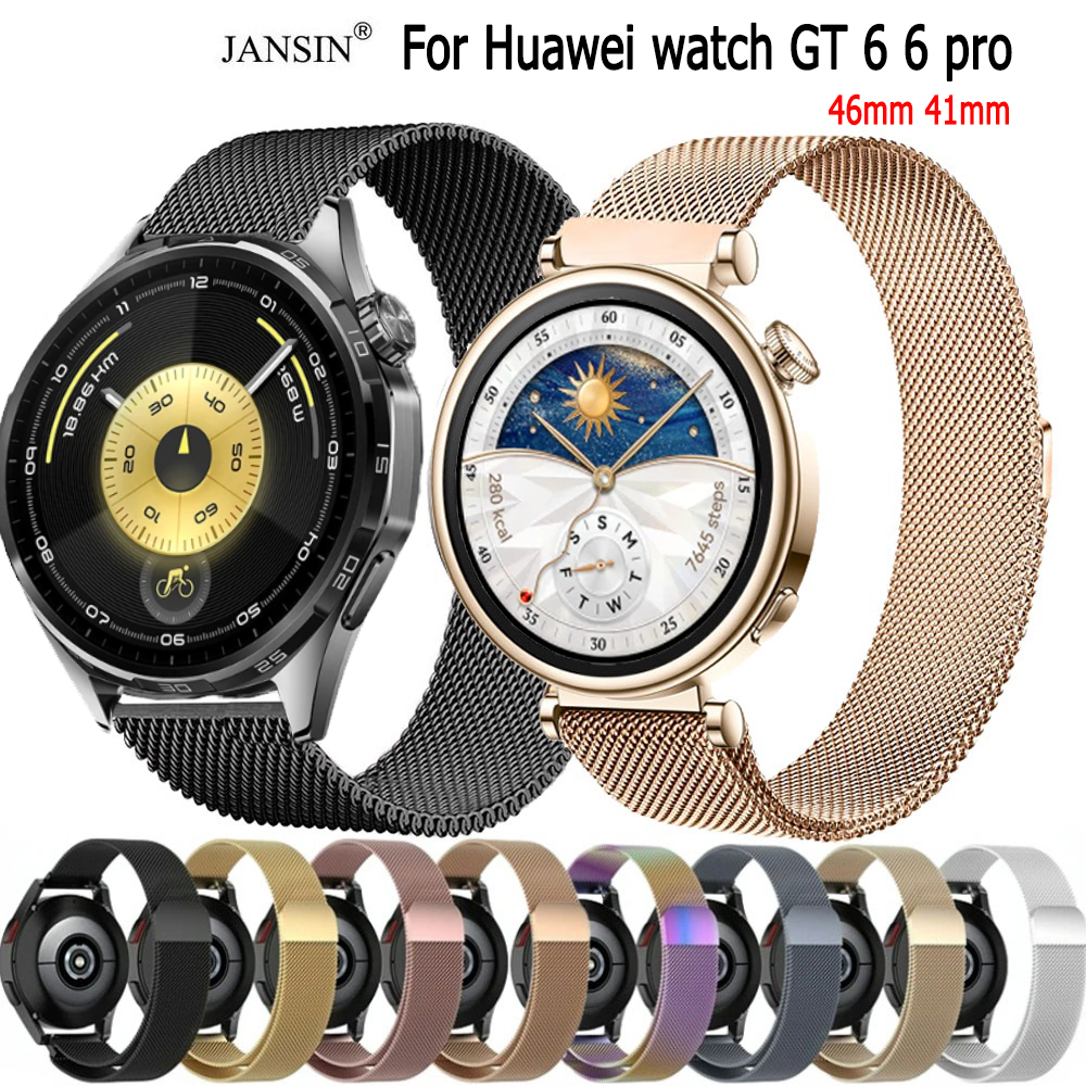 Jansin Dây Đeo Inox Khóa Nam Châm Cho Đồng Hồ Thông Minh Huawei Watch GT 5 Pro 41mm 42mm 46mm Smart 