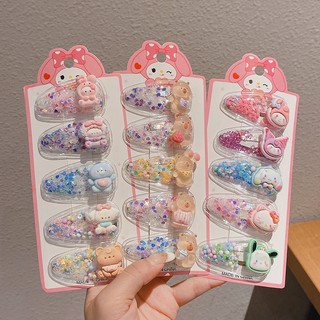  Bộ kẹp tóc hoạt hình dễ thương cho bé gái Bộ kẹp tóc cát chảy thời trang dành cho học sinh Bộ phụ kiện tóc Kuromi Hàn Quốc 