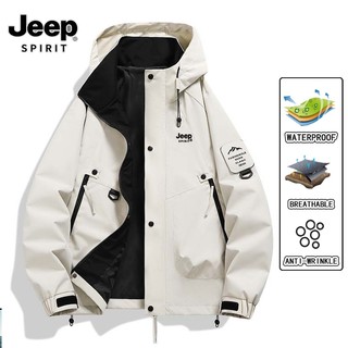  JEEP SPIRIT 1941 ESTD Áo khoác chống gió và chống nước ngoài trời Áo khoác đi bộ đường dài nam và nữ 
