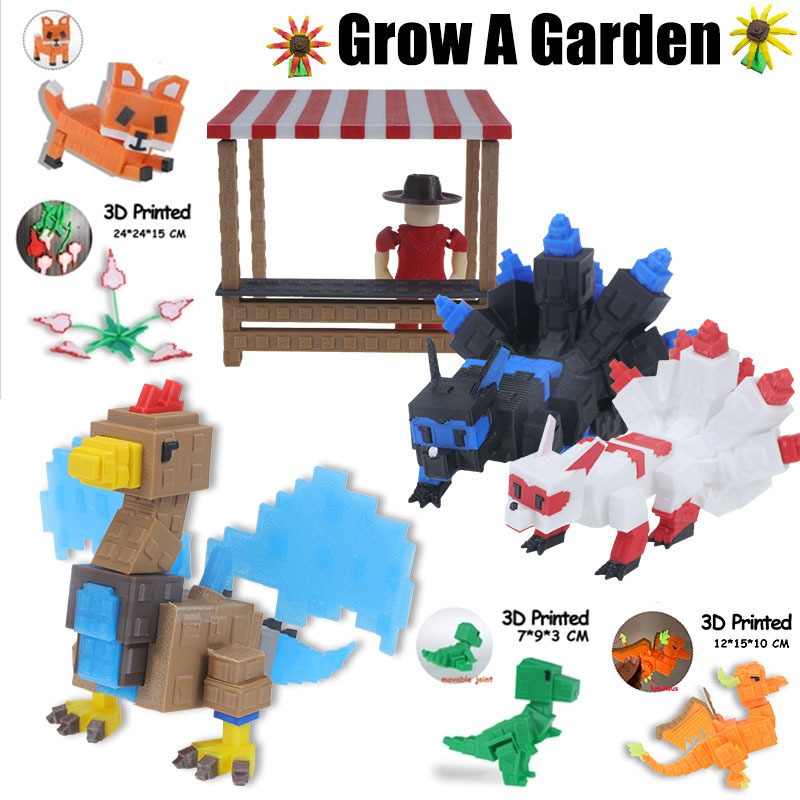 In 3D Roblox Đồ chơi Grow A Garden Candy Blossom Raccoon T-Rex Bộ sưu tập hình khớp có thể di chuyển