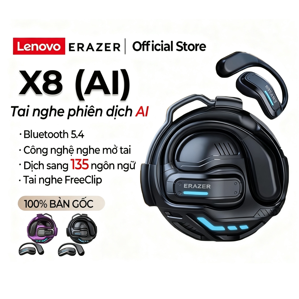 Lenovo ERAZER X8 AI Translation Tai nghe Bluetooth Chống nước IPX5 OWS tai nghe thể thao | BigBuy360 - bigbuy360.vn