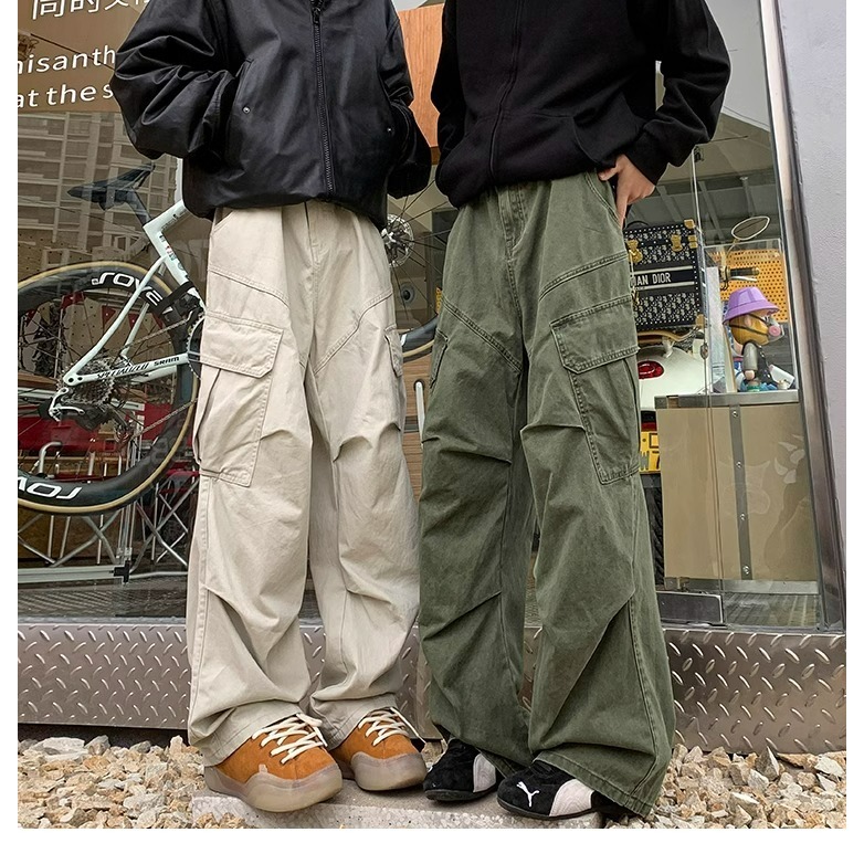 TRENDO Quần Cargo Pant Quần Túi Hộp Nam Nữ Ống Rộng Basic Nhiều màu sắc quần cargo pants Unisex Quần yếm nhiều túi nam quần ống đứng dáng rộng hợp thời trang quần dài có khóa kéo thích hợp | BigBuy360 - bigbuy360.vn