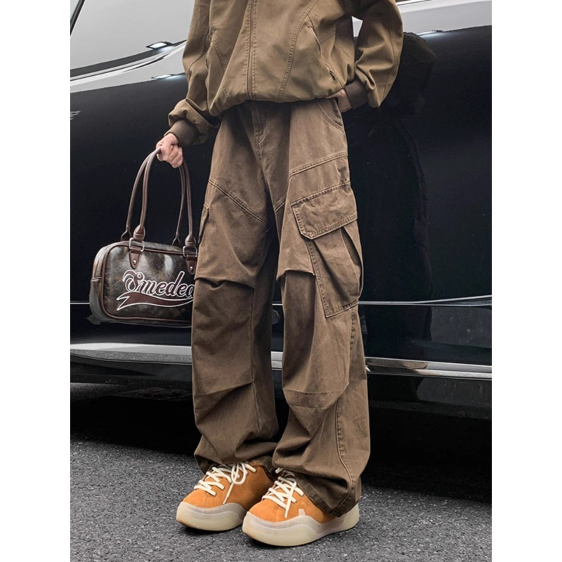 TRENDO Quần Cargo Pant Quần Túi Hộp Nam Nữ Ống Rộng Basic Nhiều màu sắc quần cargo pants Unisex Quần yếm nhiều túi nam quần ống đứng dáng rộng hợp thời trang quần dài có khóa kéo thích hợp | BigBuy360 - bigbuy360.vn