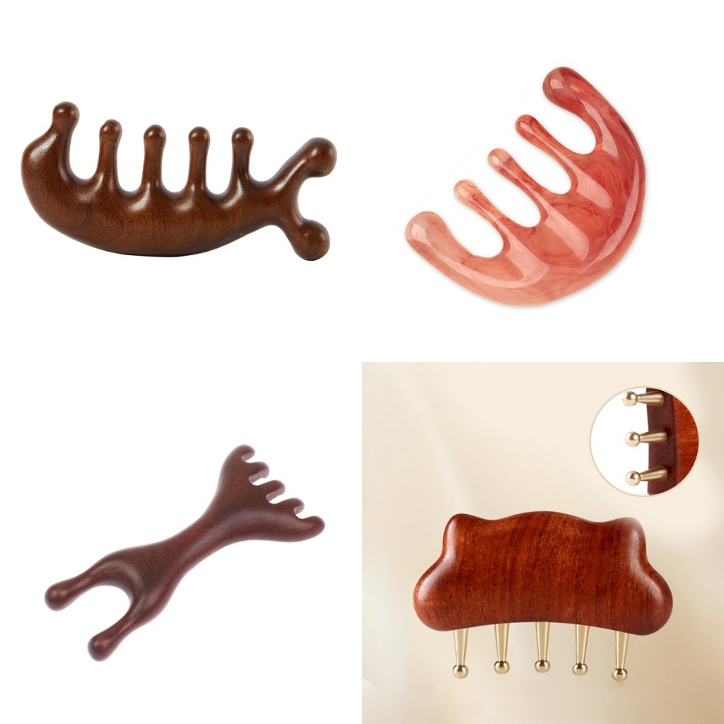 [VURK] Lược Gỗ Đàn Hương Năm Cánh Chống Tĩnh Điện Mát Xa Da Đầu 1 Cái