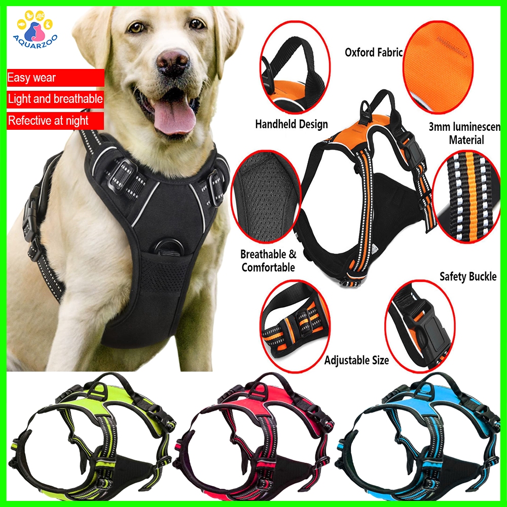 Dây nịt chó AQUARZOO cho chó cỡ nhỏ vừa lớn, Áo Vest phục vụ chiến thuật quân sự không kéo có dải phản quang và tay cầm điều khiển, Dây nịt thú cưng có thể điều chỉnh và thoải mái