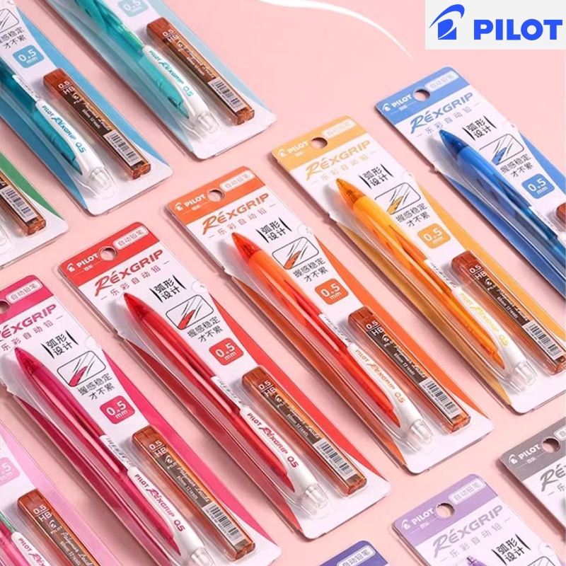 Phi công Nhật Bản Rexgrip HRG-10R 1 chiếc Bút chì cơ + 1 hộp lõi chì 0,5mm
