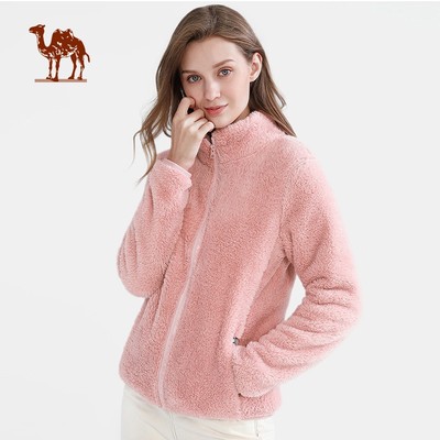 Áo khoác CAMEL CROWN  bằng lông cừu nhung giữ ấm khi đi ra ngoài tay dài mùa thu cho nữ