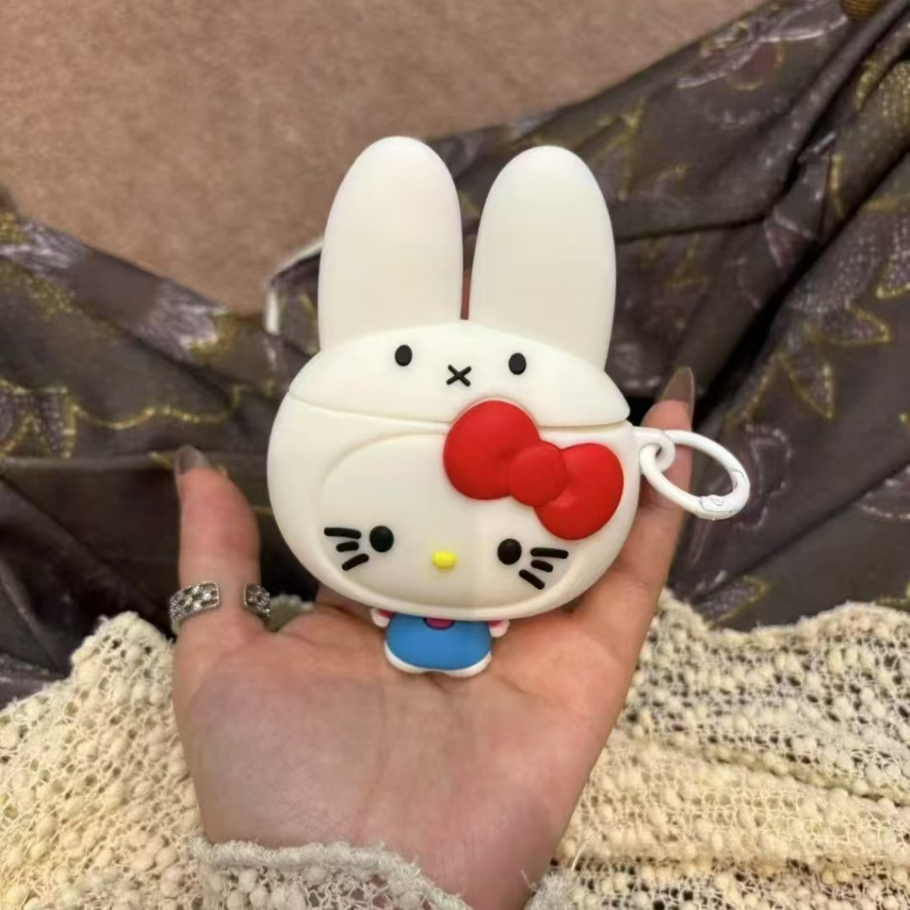 Ốp lưng 3D Miffy cho AirPods Pro2 Hello Kitty AirPods 4 / 4 (ANC) Vỏ tai nghe silicon mềm chống sốc 