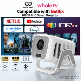 GOOJODOQ Máy chiếu  4K 1080P Full HD 200ANSI Android 13 với AI Điều khiển bằng giọng nói Giá đỡ xoay Netflix Chính hãng