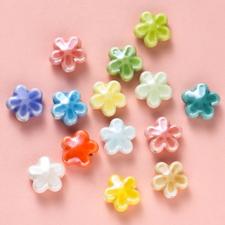  St.kunkka 2-10 Chiếc Hạt charm gốm sứ hình hoa nhiều màu dùng xỏ vòng tay handmade 