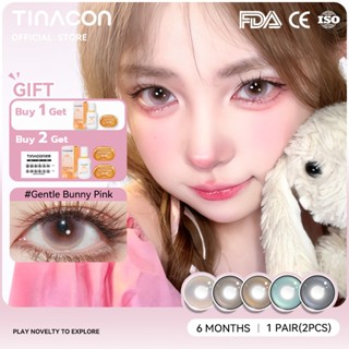 【HOT SALE Kính áp tròng TINACON 1 cặp lens mắt mềm màu hồng Thích hợp cho đường kính trang điểm 14,2mm Sử dụng trong 6 tháng