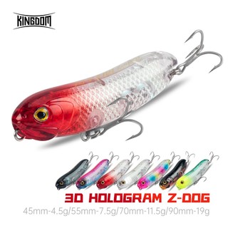Kingdom 3D Z-DOG Mồi Câu Cá 45mm 55mm 70mm 90mm 4.5g 7.5g 11.5g 19g Nổi Z Hành Động Topwater ABS Mồi Cứng Mồi Câu Cá Mồi Wobblers Cho Bass Pike Catfish Cá rô phi Cá hồi