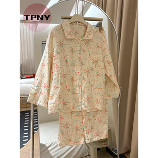   TPNY Bộ đồ ngủ nữ in pháo hoa Nhật Bản quần áo dài tay phù hợp mùa thu 2025 