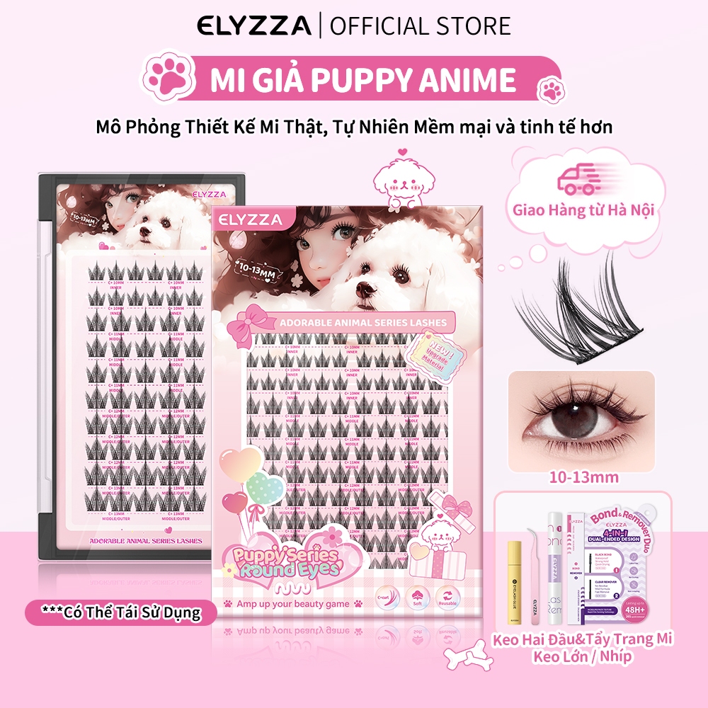   Hà Nội  Mi Giả Anime Mi Cụm Puppy  10-13mm  ELYZZA C+ Cong Lông Mi Giả Tự Nhiên Mi Cụm Dễ Sử Dụng Nối Mi Ăn Ảnh Mi Sợi Có Thể Sử Dụng Được Nhiều Lần 