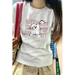 Xiaozhainv Áo Thun Cotton Ngắn Tay In Hình Thỏ Thời Trang Mùa Hè Cho Nữ
