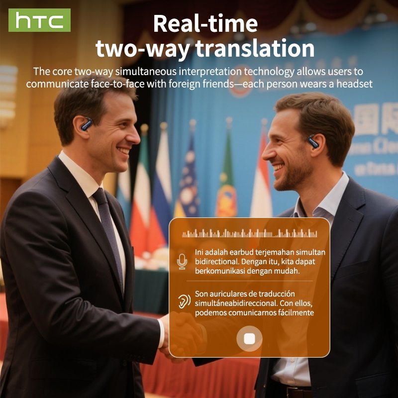 HTC NE38 Tai nghe phiên dịch  134 ngôn ngữ Tai nghe không dây có hộp sạc trong suốt MIC IPX5 chống nước | BigBuy360 - bigbuy360.vn