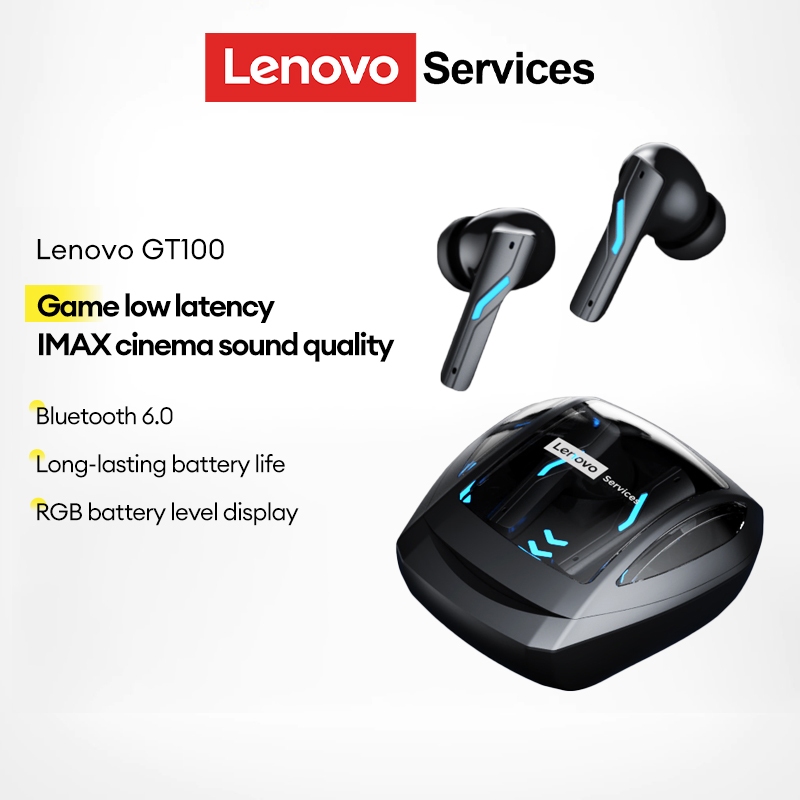 Tai nghe chơi game Lenovo GT100 Tai nghe Bluetooth Độ trễ thấp In-Ear Chống nước Chất lượng âm thanh HIFI Bluetooth 6.0
