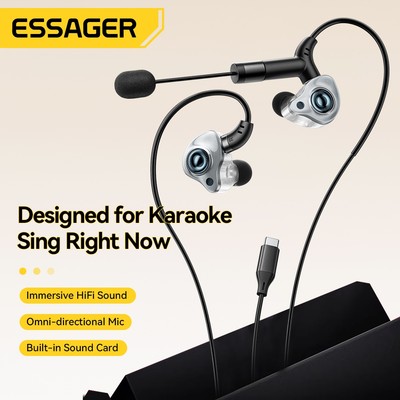 Essager In-Ear Tai Nghe Karaoke Di Động Immersive Âm Thanh HiFi Mic Đa Hướng Tích Hợp Card Âm Thanh Kết Nối Bluetooth Kèm Theo