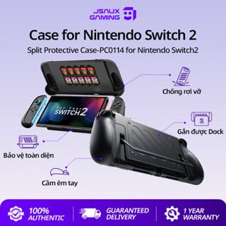 JSAUX Split Protevtive Case cho Nintendo Switch 2, TPU Khung giữa & Vỏ mặt PC, Tay cầm tiện dụng chống trượt, Lưu trữ cho 10 thẻ trò chơi-PC0114