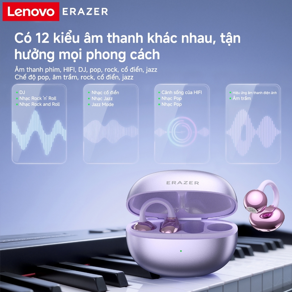 Tai nghe dịch thuật thông minh Lenovo ERAZER XF36 AI Tai nghe BluetoothV6.0  360°ACS Âm thanh vòm Tai nghe kẹp thời trang Tai nghe không dây khử tiếng ồn thông minh | BigBuy360 - bigbuy360.vn