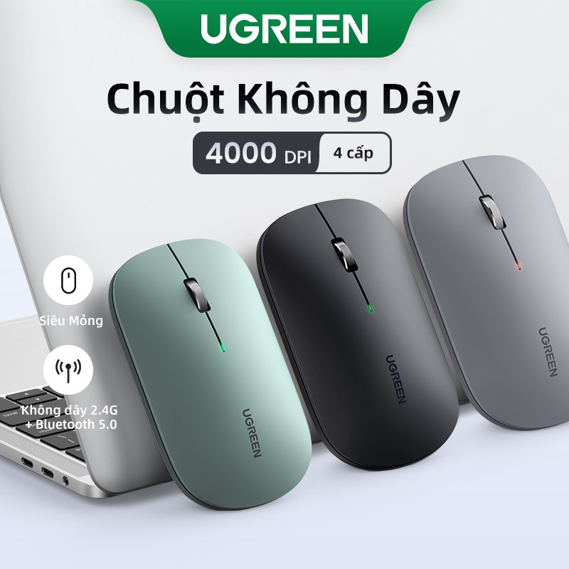 Ugreen Chuột Không Dây Bluetooth 2.4G Và 5G 4000 DPI cho PC MacBook Air M1 iPad Gen 9 máy tính xách tay | BigBuy360 - bigbuy360.vn