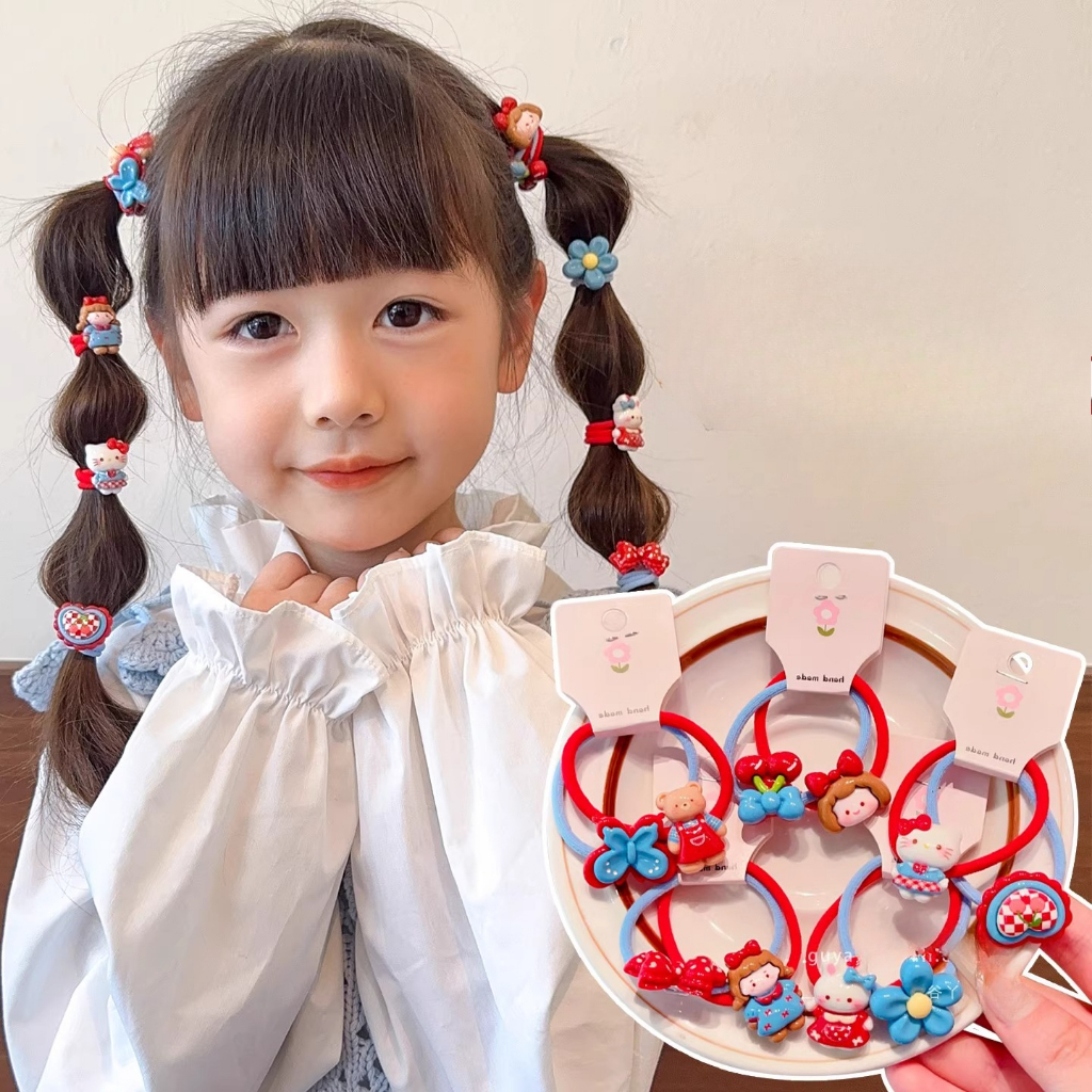 Trẻ em Độ đàn hồi cao kt Cat Flower Head Rope Braids Lantern Braids Dây cao su