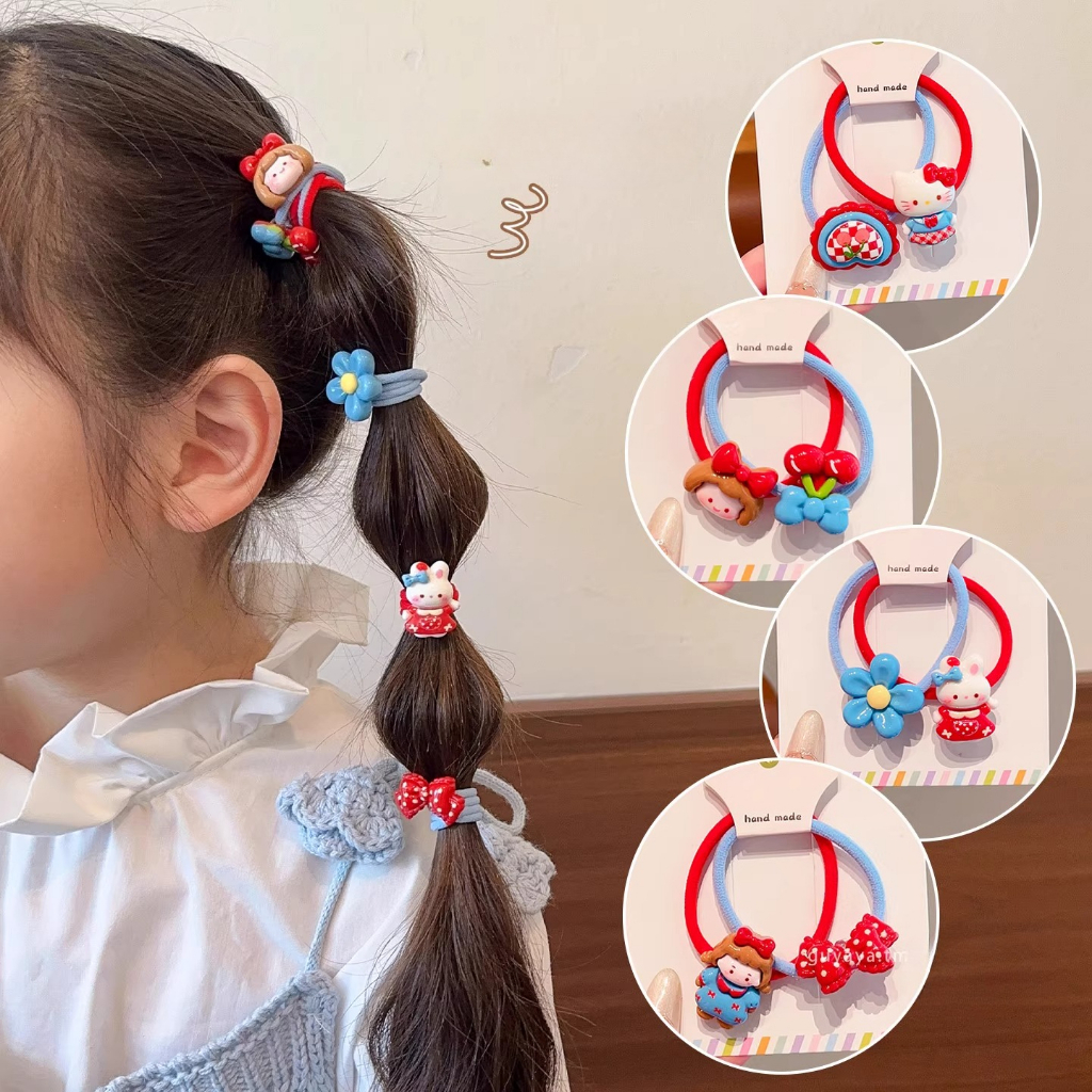 Trẻ em Độ đàn hồi cao kt Cat Flower Head Rope Braids Lantern Braids Dây cao su