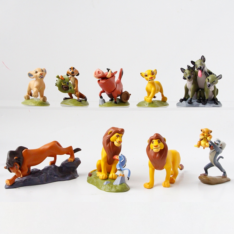 DISNEY Set 9 Mô Hình Nhân Vật Phim The Lion King Mufasa Rafiki Sarabi Simba Scar Hyena Nala Timon Pu