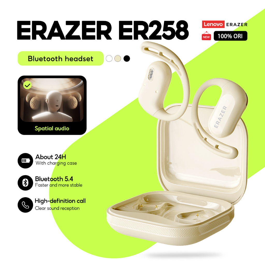 Tai nghe không dây Lenovo Erazer ER258 Bluetooth 5.4 OWS có âm thanh vòm 3D và tuổi thọ pin dài | BigBuy360 - bigbuy360.vn