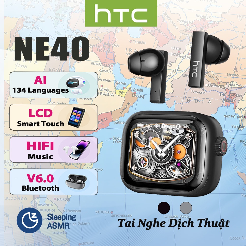 Tai nghe dịch thuật HTC NE40 AI LCD Tai nghe Bluetooth cảm ứng thông minh V6.0 Tai nghe không dây HIFI IPX5 chống nước | BigBuy360 - bigbuy360.vn