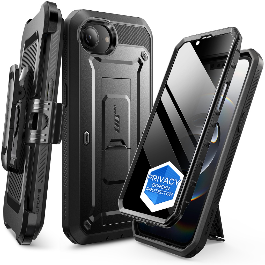 SUPCASE UB Pro PriSP cho iPhone 16E Ốp lưng bảo vệ màn hình riêng tư Tích hợp kẹp đai đứng Bảo vệ cấ