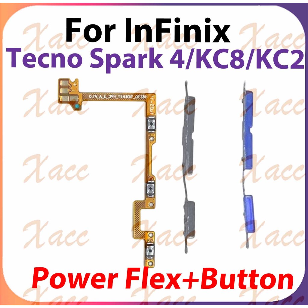 Dành Cho INFINIX TECNO Spark 4 / KC8 / KC2 Nút Âm Lượng Nguồn Cáp Mềm Có BẬT TẮT Đầu Ra Chìa Khóa Bê
