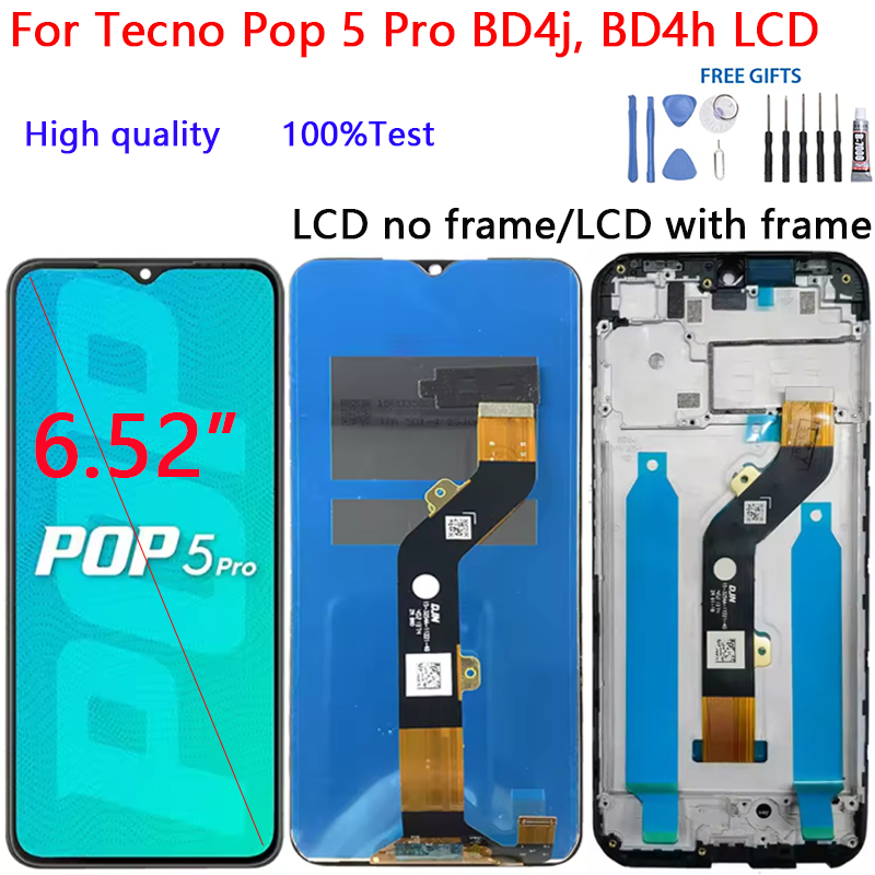Dành cho Tecno Pop 5 Pro BD4j, BD4h Màn hình LCD Bộ số hóa màn hình cảm ứng Bộ phận sửa chữa lắp ráp
