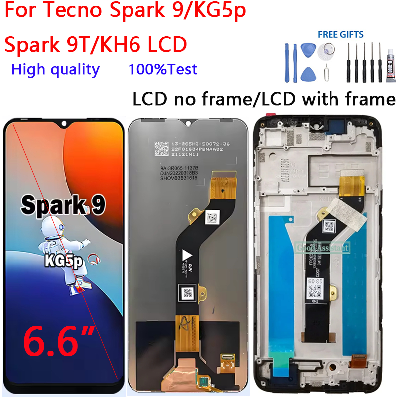 Dành cho Tecno Spark 9 / KG5p Spark 9T / KH6 Màn hình LCD Bộ số hóa màn hình cảm ứng Bộ phận sửa chữ