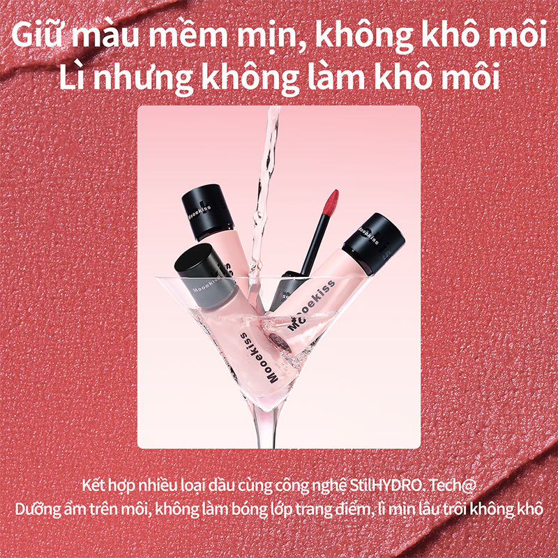 [Live Combo 3gx2] Combo 2 son kem lì Mooekiss Velvet Lip Mud, chất son bùn mềm mịn, lên màu chuẩn và bền màu suốt nhiều giờ 3gx2 | BigBuy360 - bigbuy360.vn