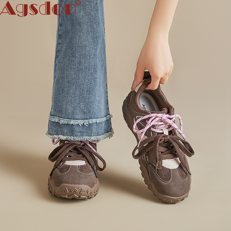 Agsdon Retro Giày Thể Thao Nữ Mới Forrest Gump Giày Ren Đôi