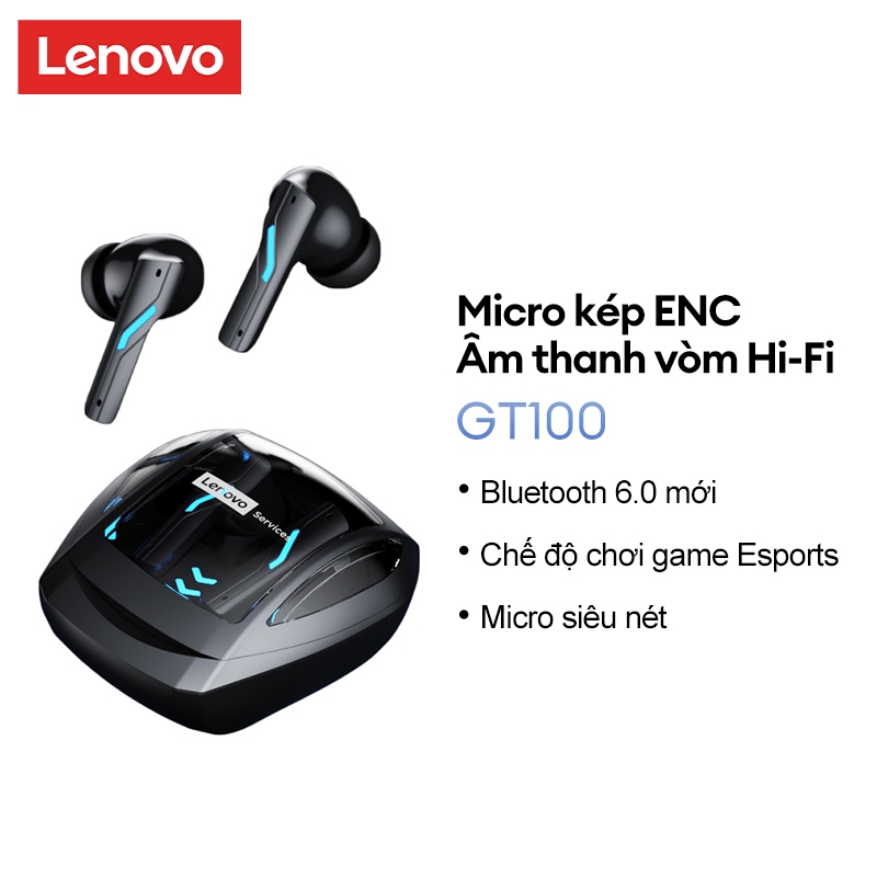 Tai nghe chơi game Lenovo GT100 Tai nghe Bluetooth Độ trễ thấp In-Ear IPX5 Chống nước Chất lượng âm 