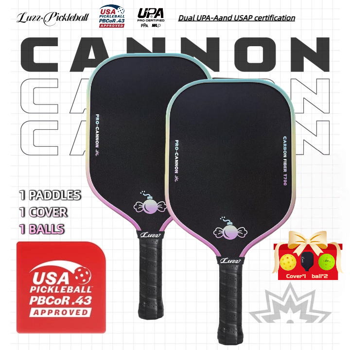 Vợt Pickleball Carbon T700 Luzz CANDY Cannon Bề Mặt Chống Trượt Thermoformed