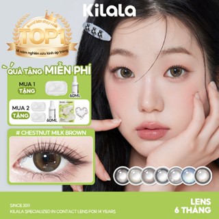 Kính áp tròng Kilala màu nâu Chestnut Milk Brown/ Yay Radiowave Black/White Peach Brownlens cận 6 tháng DIA 14.2mm  14.5mm có độ (0-7) 1 cặp