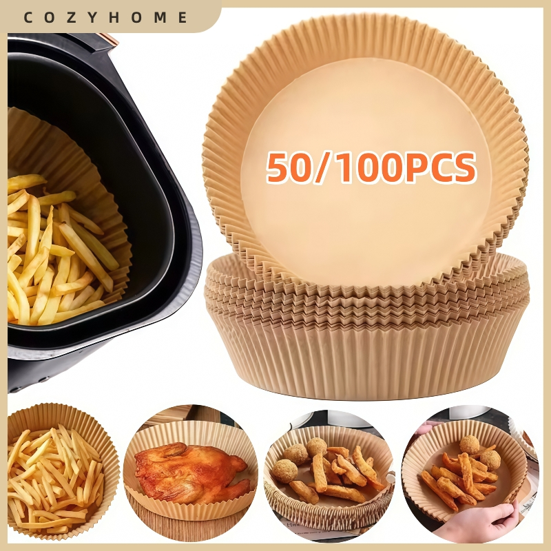 [Follow & Jimat RM5] COZYHOME 50 / 100 Chiếc Giấy Chiên Không Khí Khay Giấy Đặc Biệt Hộ Gia Đình Giấ