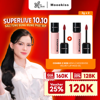 【Võ Hà Linh x Mooekiss COMBO2 Son Kem Lì Mooekiss Velvet Lip Mud 3g*2