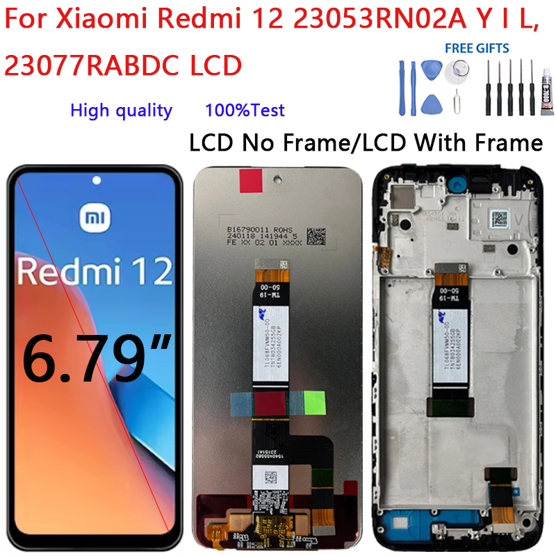 Dành Cho Xiaomi Redmi 12 23053RN02A 23053RN02Y I L, 23077RABDC Màn Hình Hiển Thị Màn Hình Cảm Ứng Bộ