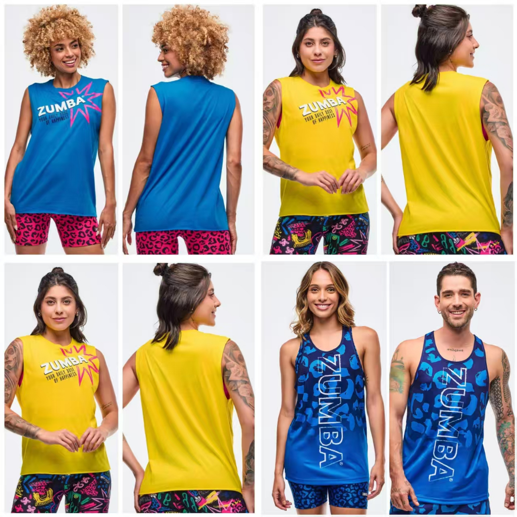 Zumba 2025 Áo Thể Thao Màu Vàng Xanh Cho Nam và Nữ, Phù Hợp Tập Luyện