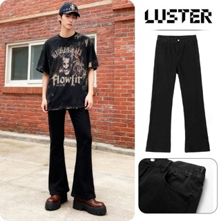  LUSTER Quần jeans ống loe nam,quần bò đen trơn,Quần jean đàn hồi quần bò nam boy phố ,quần dài nam,quần jean ống rộng lưng cao 
