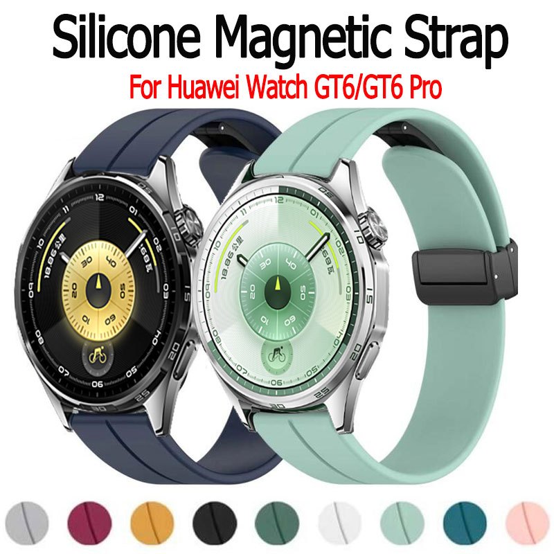 Beiziye Dây đeo silicon cho Huawei Watch GT6 5 GT6 5 Pro 46mm Dây đeo đồng hồ thông minh Khóa từ tín