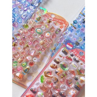  OHAYA | 3d Epoxy Crystal Sticker Ba Chiều Nổi Gourmet Sổ Tay Điện Thoại Di Động Cốc Nước Tự Làm Miếng Dán 