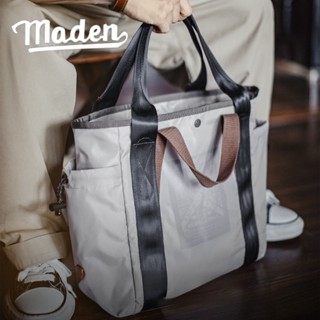 MADEN Thương hiệu Mỹ túi đeo vai màu trắng chống thấm nước túi tote dung tích lớn túi máy tính đi lại túi xách đa năng cho nam giới