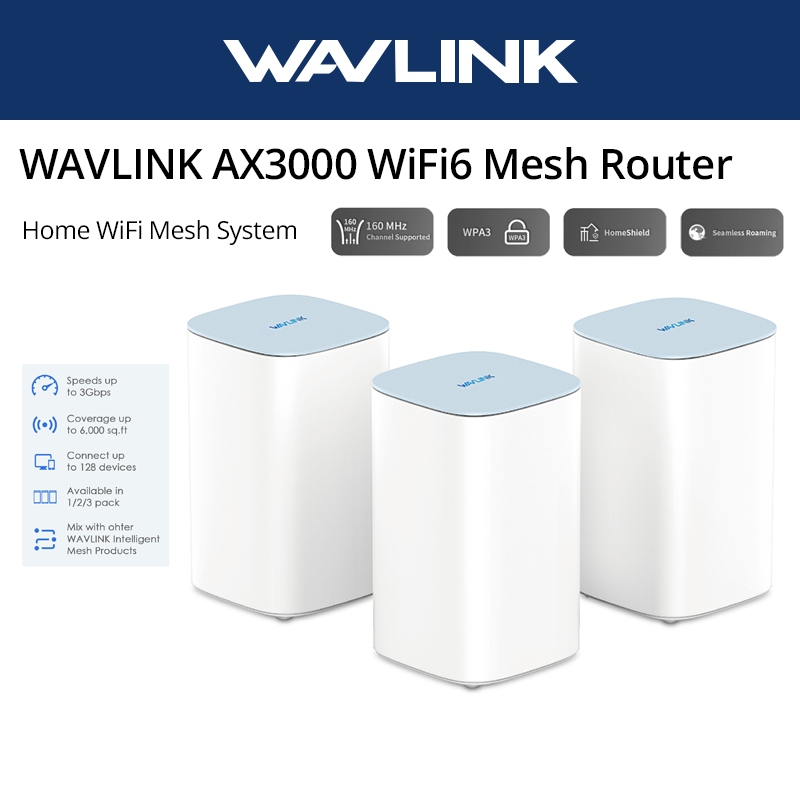Hệ thống định tuyến lưới WAVLINK AX3000 WiFi6 Bao gồm lên đến 4800 Sq.Ft., Kết nối 256 thiết bị, Ăng